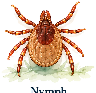 A lone star tick nymph, far smaller than the adult.